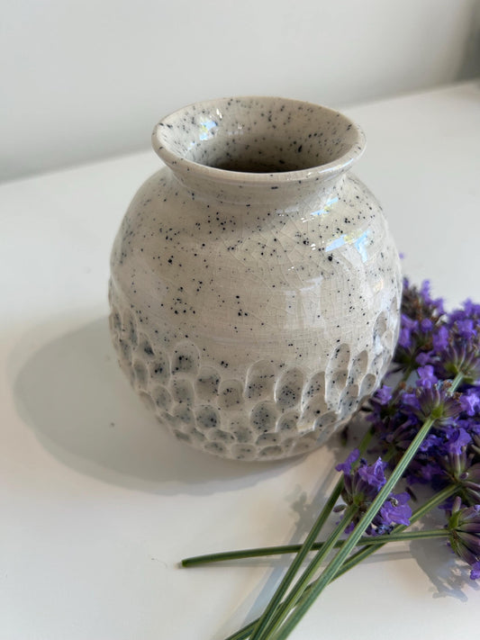 Hand thrown textured vase