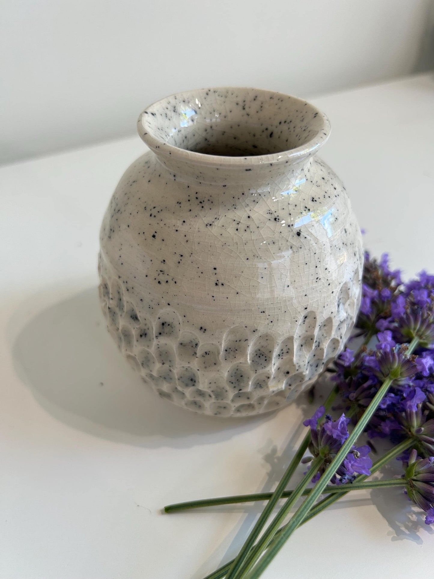 Hand thrown textured vase